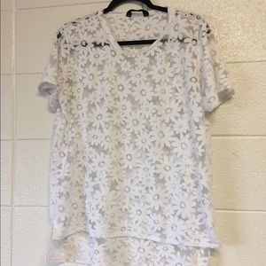 White flowery see through t-shirt